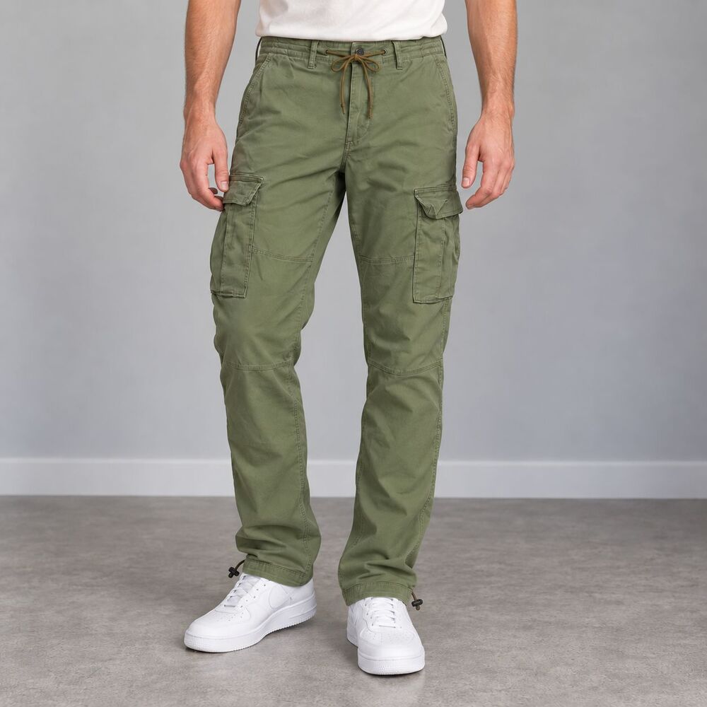Abercrombie & Fitch Cargo Pants Mens 34x34 Olive Green Skinny Stretch Drawstring